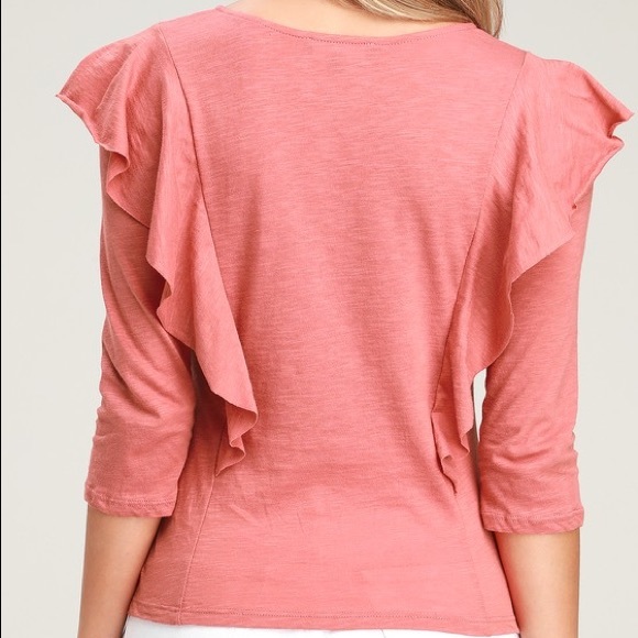 Lulu’s Phoenix Rusty Rose Ruffled Top - Picture 3 of 4